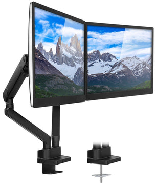 Black Monitor Mount - Dual Monitor Desk Mount With Mechanical Springs - Mount-It! - MI-2672 Black Monitor Mount - Dual Monitor Desk Mount With Mechanical Springs - Mount-It! - MI-2672