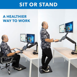 Black Desk Converters - Dual Monitor Sit Stand Desk Mount with USB 3.0 Ports - Mount-It! - MI-7984 Black Desk Converters - Dual Monitor Sit Stand Desk Mount with USB 3.0 Ports - Mount-It! - MI-7984