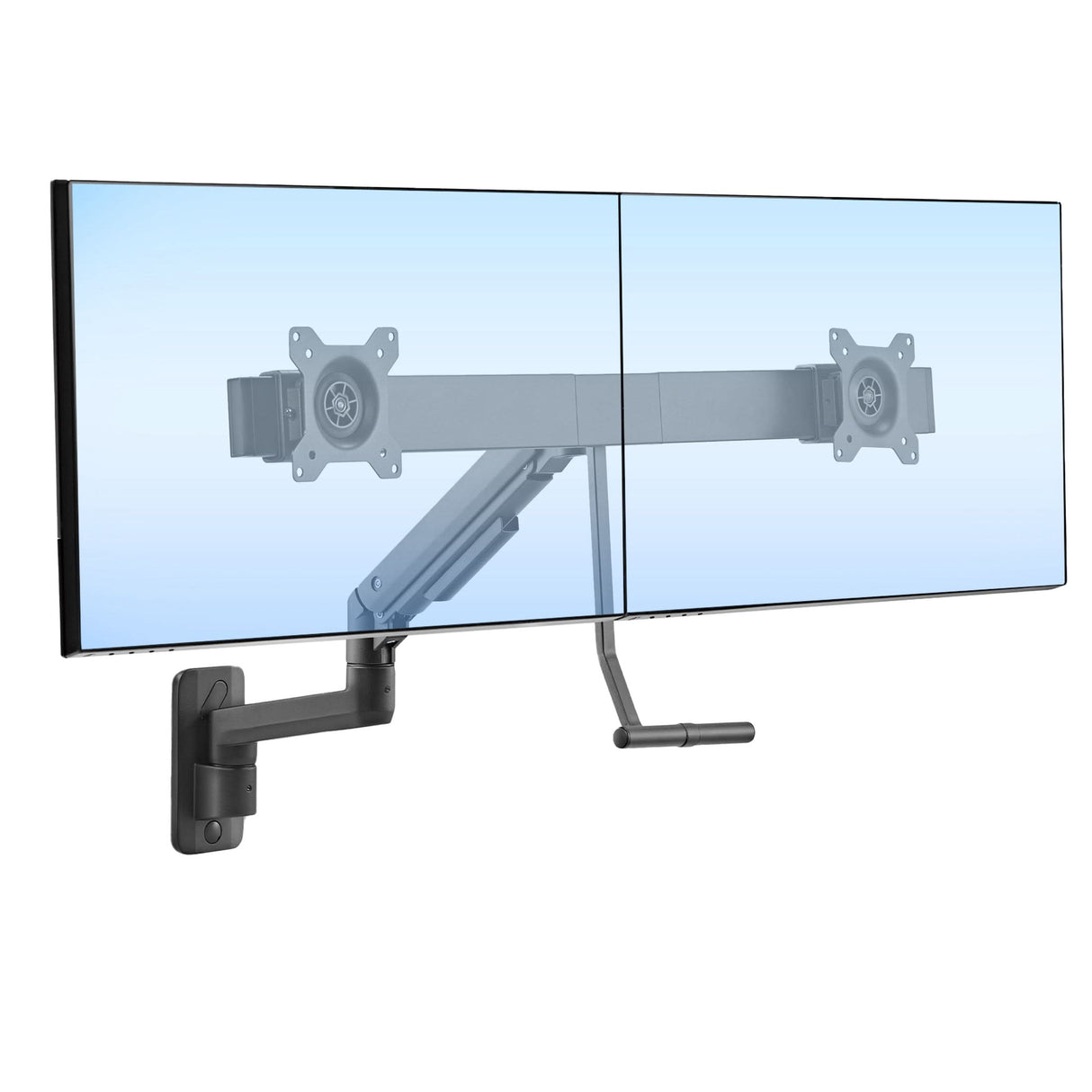 Black Monitor Mount - Dual Monitor Wall Mount with Gas Spring Arm and Crossbar - Mount-It! - MI-12010
