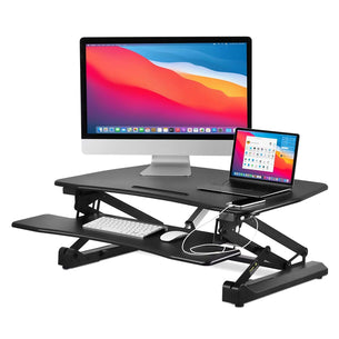 Black Desk Converters - Electric Desk Converter with Built-In USB Port - Mount-It! - MI-7927E Black Desk Converters - Electric Desk Converter with Built-In USB Port - Mount-It! - MI-7927E