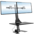 Electric Sit-Stand Desk Converter for 2 Monitors Black Desk Converters - Electric Sit-Stand Desk Converter for 2 Monitors - Mount-It! - MI-7952