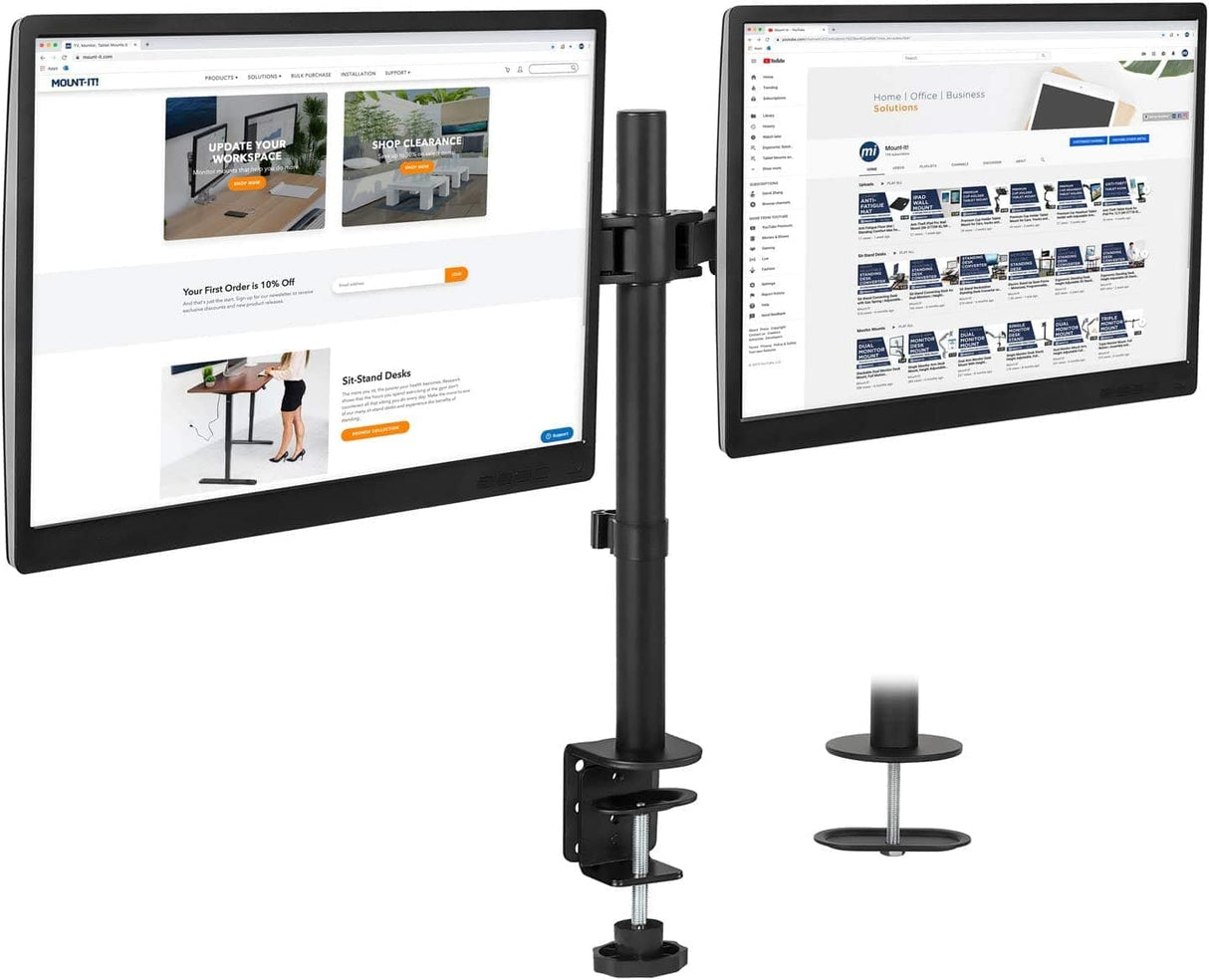 Full Motion Dual Monitor Desk Mount, Fits 32" Monitors Black Monitor Mount - Full Motion Dual Monitor Desk Mount, Fits 32" Monitors - Mount-It! - MI-2752L