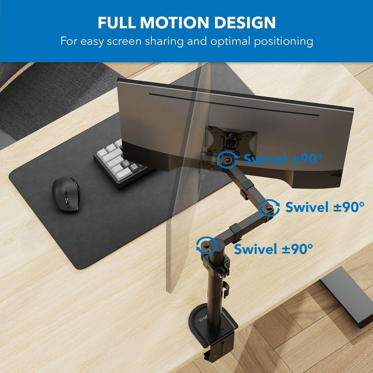 Full Motion Monitor Mount Black Monitor Mount - Full Motion Monitor Mount - Mount-It! - MI-2751