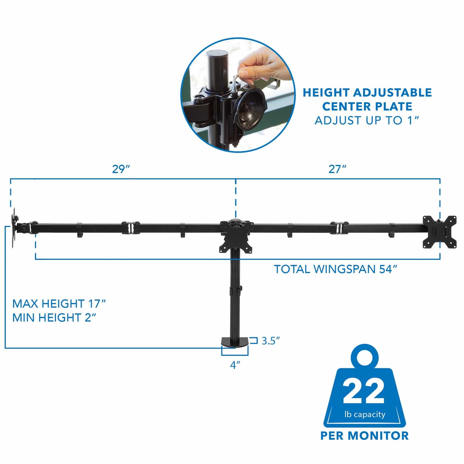 Black Monitor Mount - Full Motion Triple Monitor Desk Mount | 24" to 32" Monitors - Mount-It! - MI-753XL