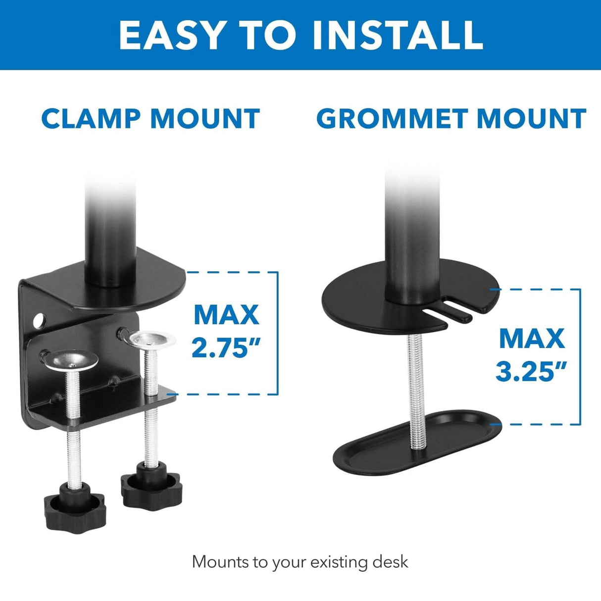 Black Monitor Mount - Full Motion Triple Monitor Desk Mount | 24" to 32" Monitors - Mount-It! - MI-753XL