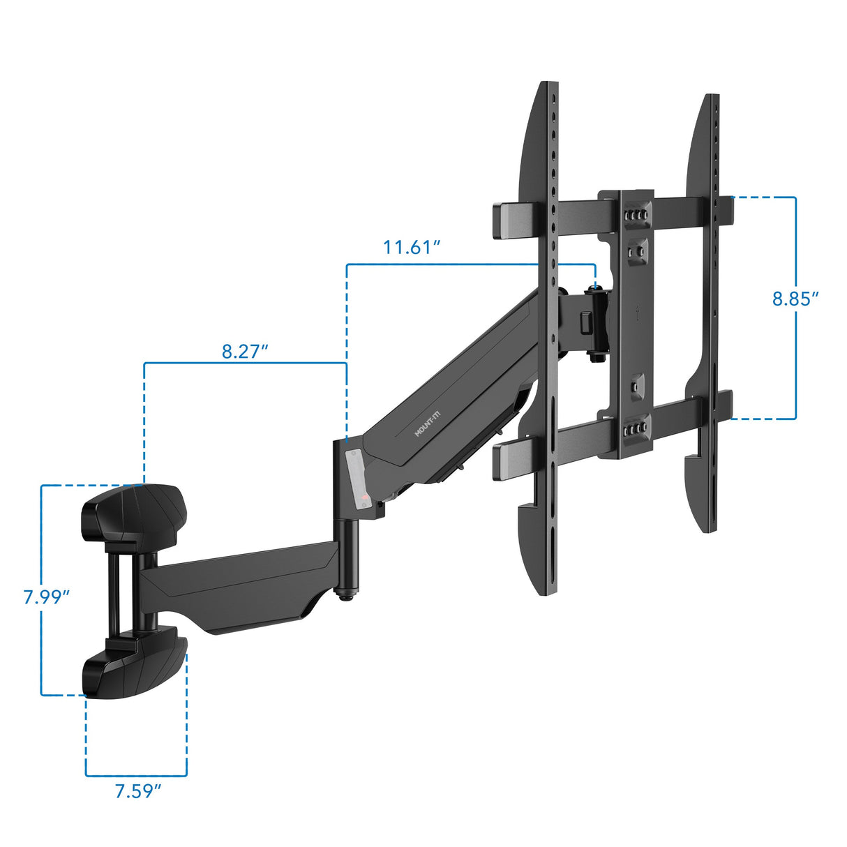 Full Motion TV Wall Mount with Gas Spring Arm Black TV Mount - Full Motion TV Wall Mount with Gas Spring Arm - Mount-It! - MI-445