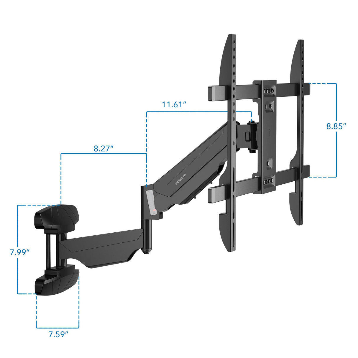 Black TV Mount - Full Motion TV Wall Mount with Gas Spring Arm - Mount-It! - MI-445