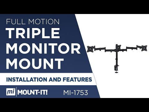 Fully Adjustable Triple Computer Monitor Mount Black Monitor Mount - Fully Adjustable Triple Computer Monitor Mount - Mount-It! - MI-1753