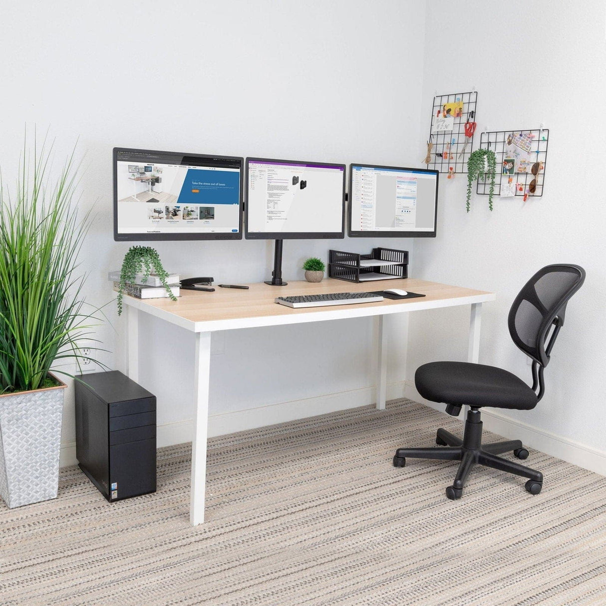 Fully Adjustable Triple Computer Monitor Mount Black Monitor Mount - Fully Adjustable Triple Computer Monitor Mount - Mount-It! - MI-1753