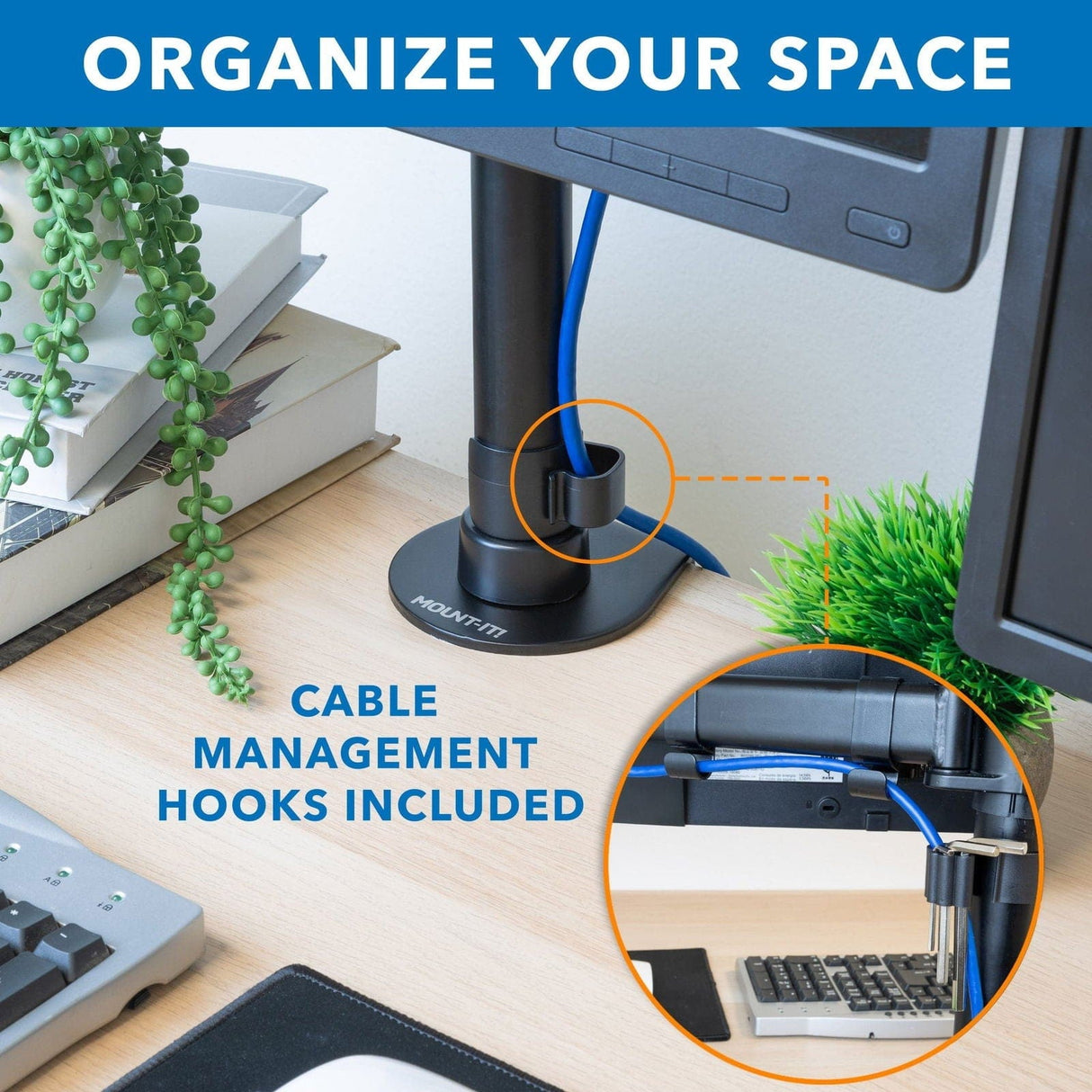 Fully Adjustable Triple Computer Monitor Mount Black Monitor Mount - Fully Adjustable Triple Computer Monitor Mount - Mount-It! - MI-1753