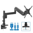 Heavy Duty Monitor Desk Mount w/ USB & Multimedia Ports Black Monitor Mount - Heavy Duty Monitor Desk Mount w/ USB & Multimedia Ports - Mount-It! - MI-4771