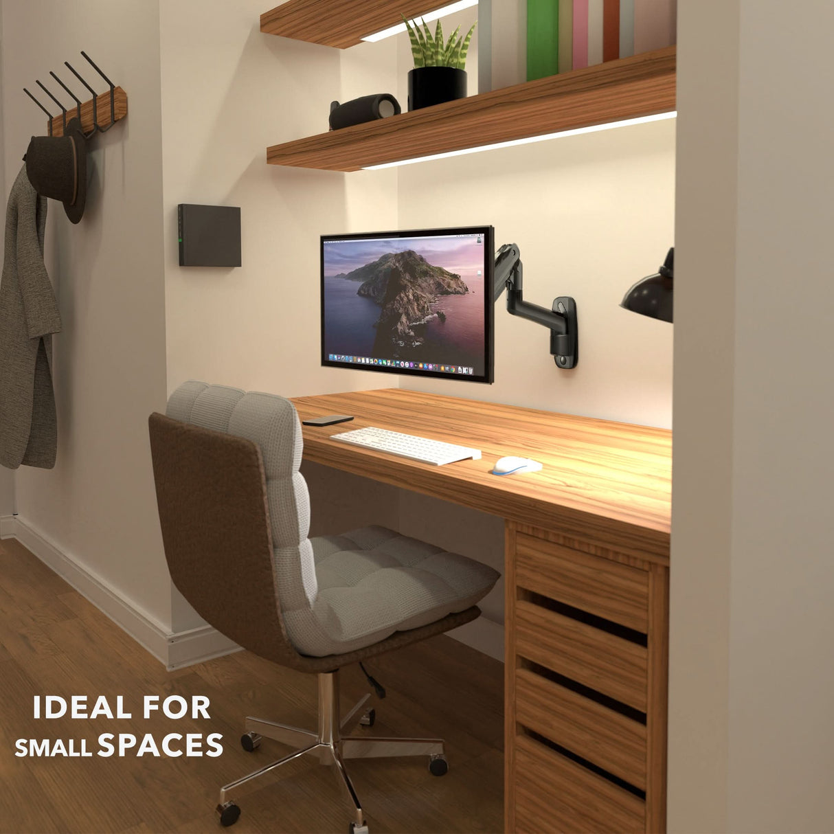 Black Monitor Mount - Heavy-Duty Monitor Wall Mount with Gas Spring Arm - Mount-It! - MI-12009