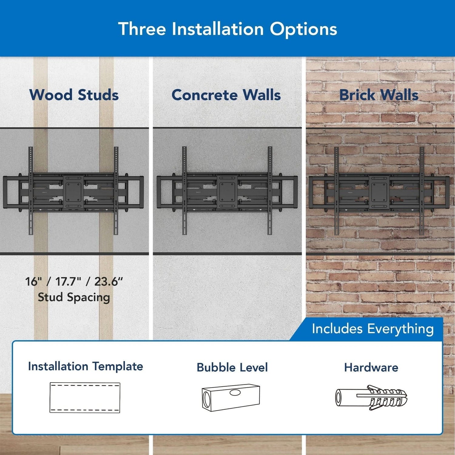 Black TV Mount - Heavy Duty XXL Full Motion TV Mount with Long Extension - Mount-It! - MI-14010