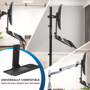Black Wall Mounted Desk - Keyboard Tray VESA Mount - Mount-It! - MI-7915 Black Wall Mounted Desk - Keyboard Tray VESA Mount - Mount-It! - MI-7915