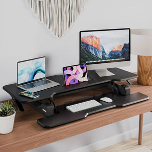 Black Desk Converters - Large Standing Desk Converter with 47" Desktop - Mount-It! - MI-15009L Black Desk Converters - Large Standing Desk Converter with 47" Desktop - Mount-It! - MI-15009L