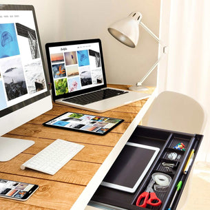 Black Desk Accessories - Large Under Desk Pencil Drawer - Mount-It! - MI-7148 Black Desk Accessories - Large Under Desk Pencil Drawer - Mount-It! - MI-7148