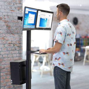 Black Mobile Standing Desk - Mobile PC Workstation for Dual Monitors - Mount-It! - MI-7986 Black Mobile Standing Desk - Mobile PC Workstation for Dual Monitors - Mount-It! - MI-7986