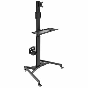 Black Mobile Standing Desk - Mobile PC Workstation - Mount-It! - MI-7985 Black Mobile Standing Desk - Mobile PC Workstation - Mount-It! - MI-7985
