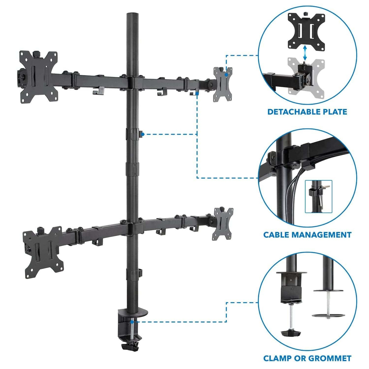Quad Monitor Mount Black Monitor Mount - Quad Monitor Mount - Mount-It! - MI-2754