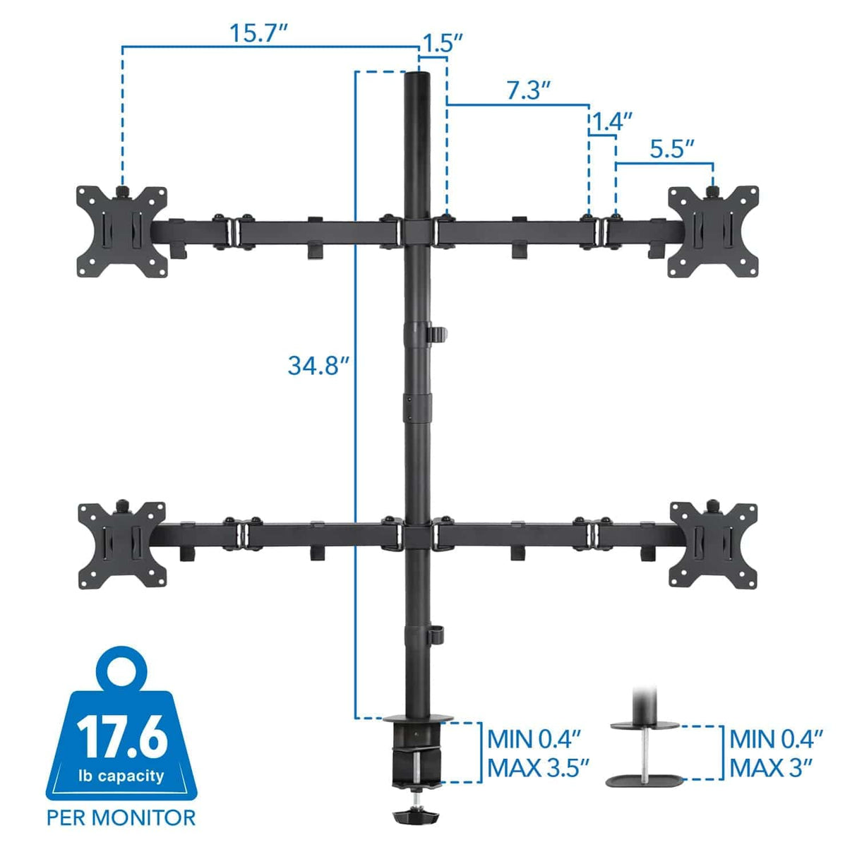 Quad Monitor Mount Black Monitor Mount - Quad Monitor Mount - Mount-It! - MI-2754