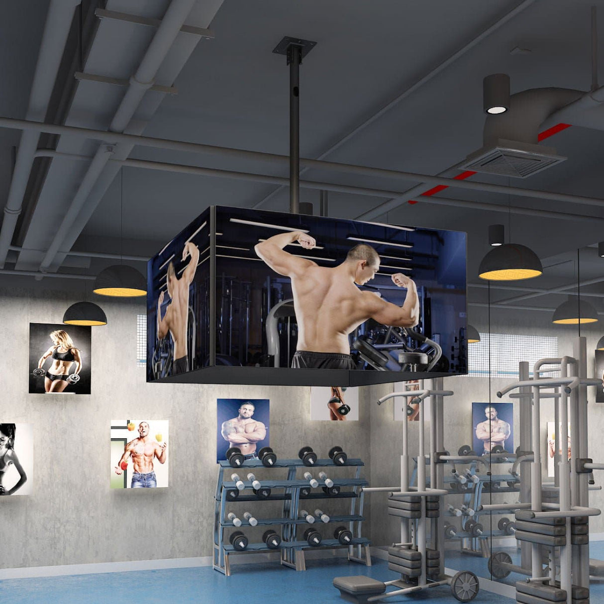 Quad TV Display Ceiling Mount Black TV Mount - Quad TV Display Ceiling Mount - Mount-It! - MI-514