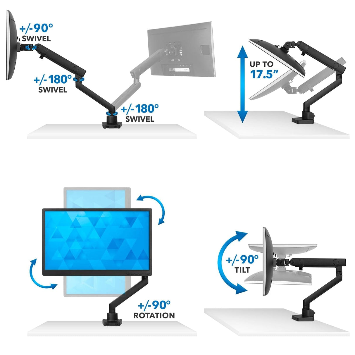 Single Monitor Desk Mount Black Monitor Mount - Single Monitor Desk Mount - Mount-It! - MI-2671