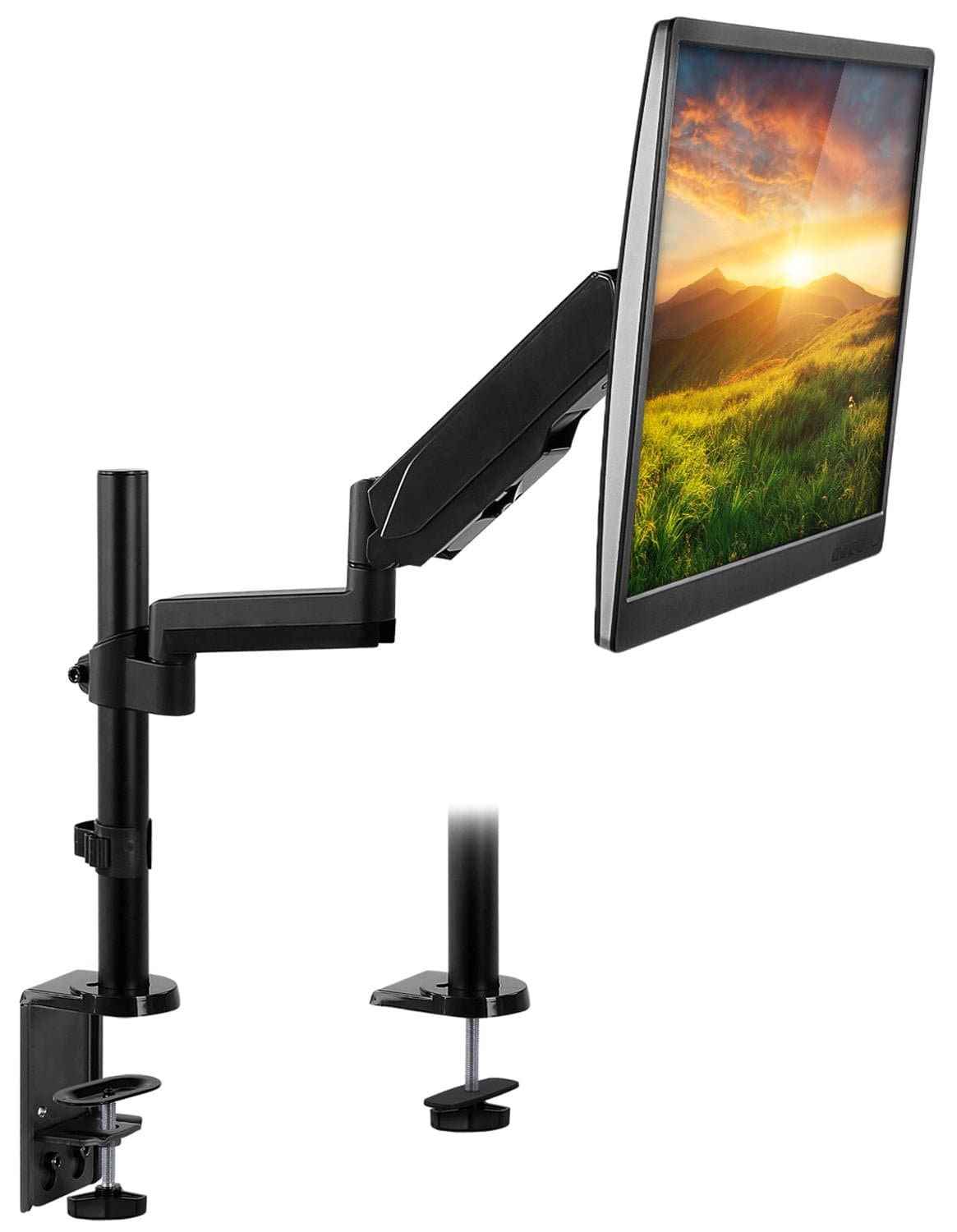 Single Monitor Desk Mount with Pole Black Monitor Mount - Single Monitor Desk Mount - Mount-It! - MI-4761