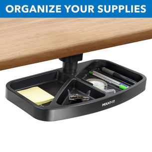 Black Desk Accessories - Under Desk Swivel Storage Tray - Mount-It! - MI-7292 Black Desk Accessories - Under Desk Swivel Storage Tray - Mount-It! - MI-7292