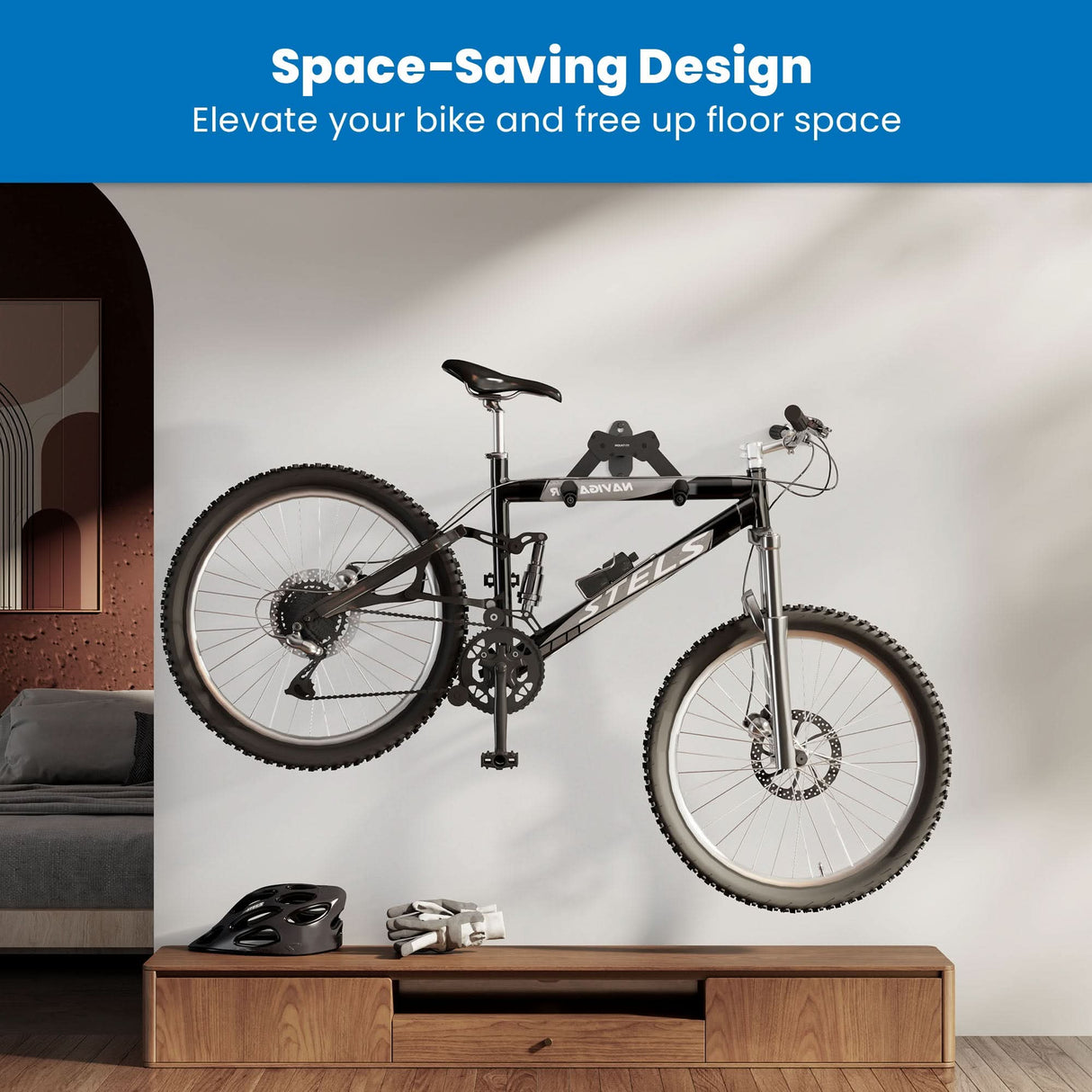 Bike Wall Mount with Adjustable Angle Black Bicycle Mount - WheelsUp Series Bike Wall Mount with Adjustable Angle - Mount-It! - MI-9022