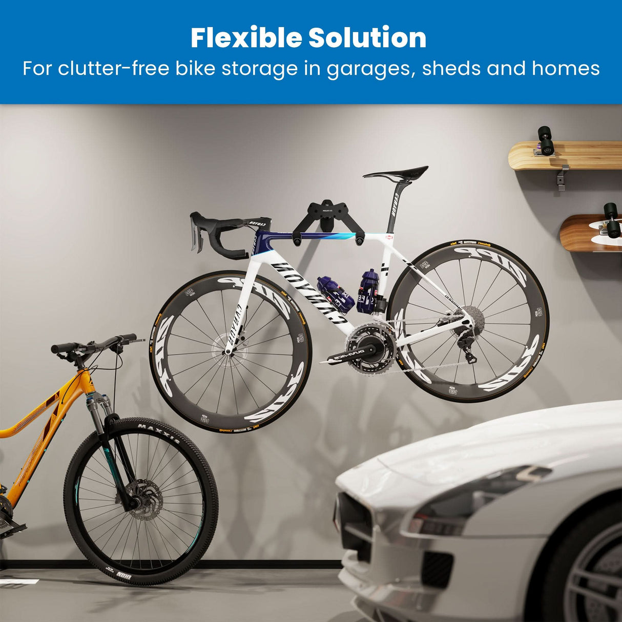 Bike Wall Mount with Adjustable Angle Black Bicycle Mount - WheelsUp Series Bike Wall Mount with Adjustable Angle - Mount-It! - MI-9022