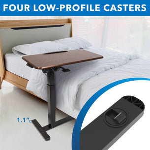 Brown Mobile Standing Desk - Height Adjustable Overbed Desk with Tilt Tabletop - Mount-It! - MI-8045 Brown Mobile Standing Desk - Height Adjustable Overbed Desk with Tilt Tabletop - Mount-It! - MI-8045