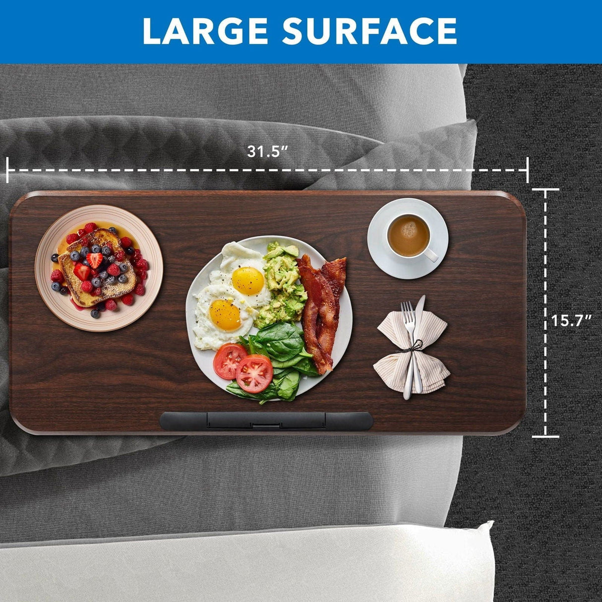 Height Adjustable Overbed Desk with Tilt Tabletop Brown Mobile Standing Desk - Height Adjustable Overbed Desk with Tilt Tabletop - Mount-It! - MI-8045