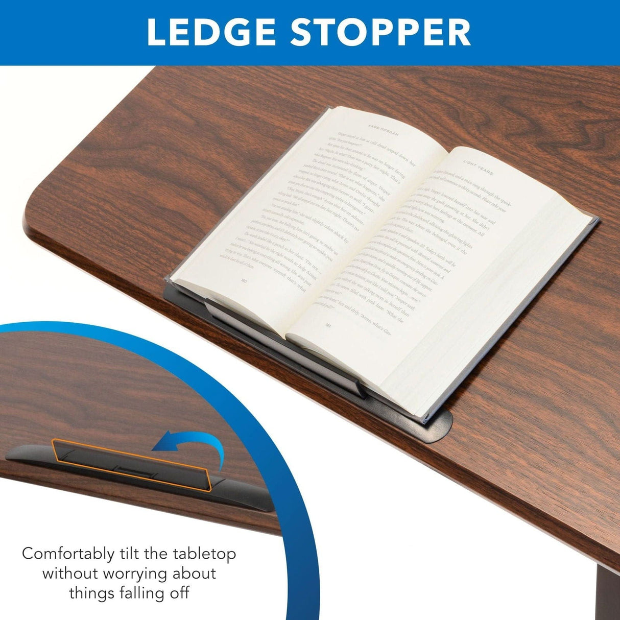 Height Adjustable Overbed Desk with Tilt Tabletop Brown Mobile Standing Desk - Height Adjustable Overbed Desk with Tilt Tabletop - Mount-It! - MI-8045