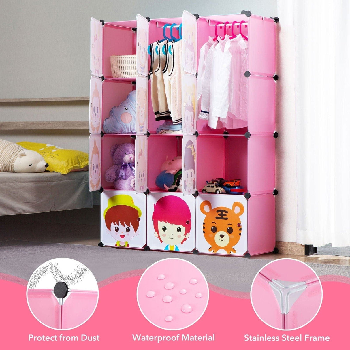 Children's Portable Clothes Closet Rack with XL Storage Cubes Storage - Children's Portable Clothes Closet Rack with XL Storage Cubes - Mount-It! -