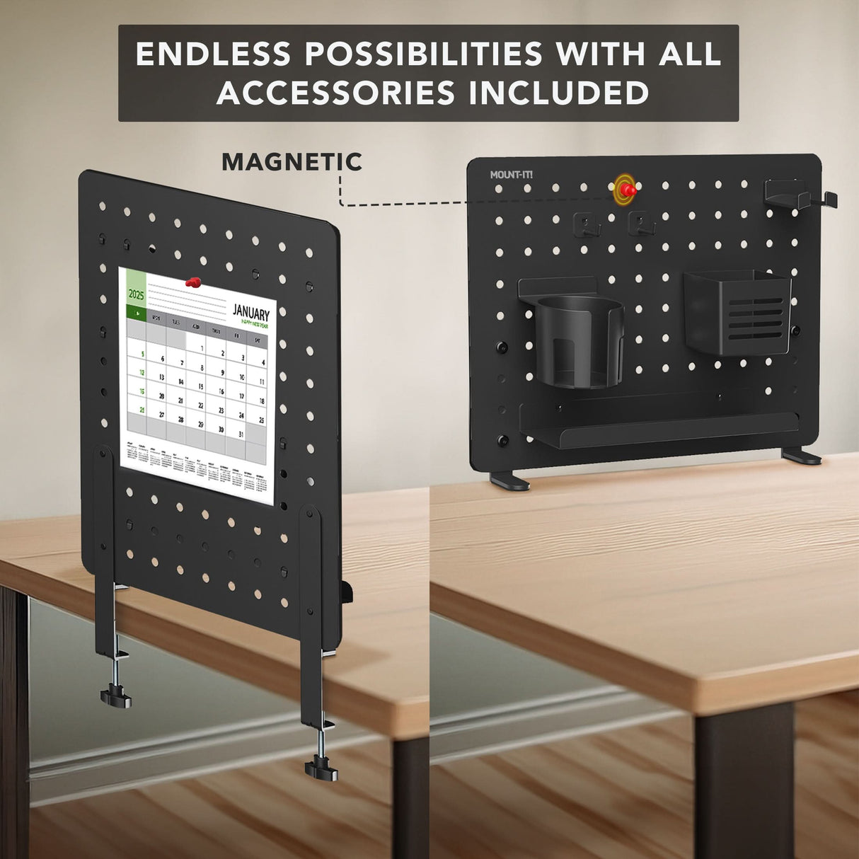Desk Accessories - Clamp-on Pegboard Organizer - Mount-It! -