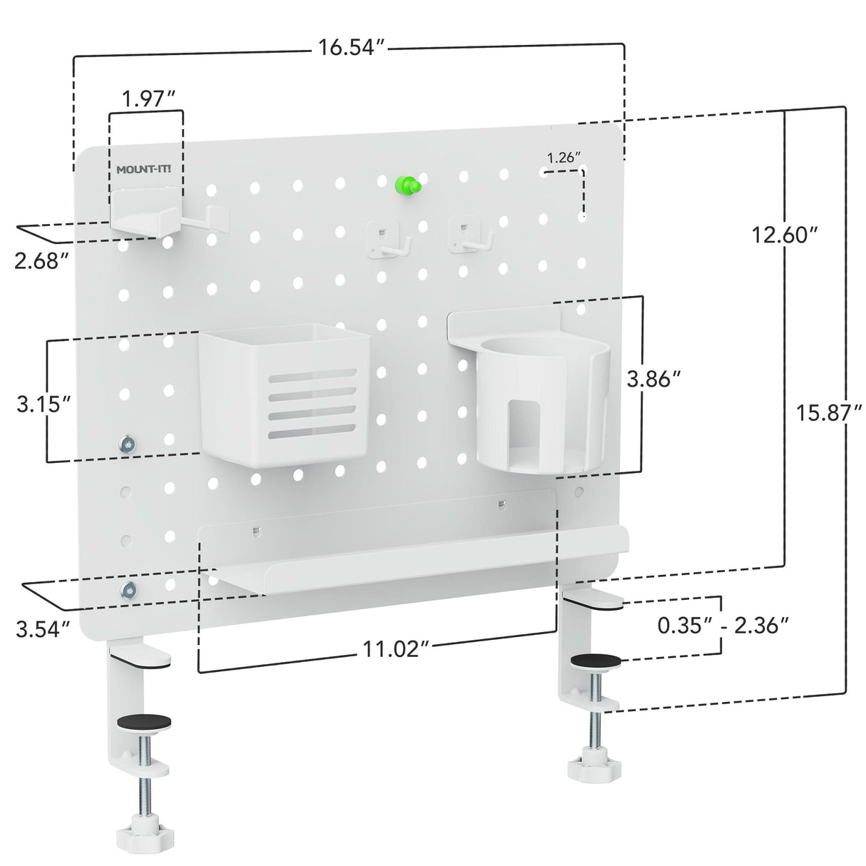 Desk Accessories - Clamp-on Pegboard Organizer - Mount-It! -