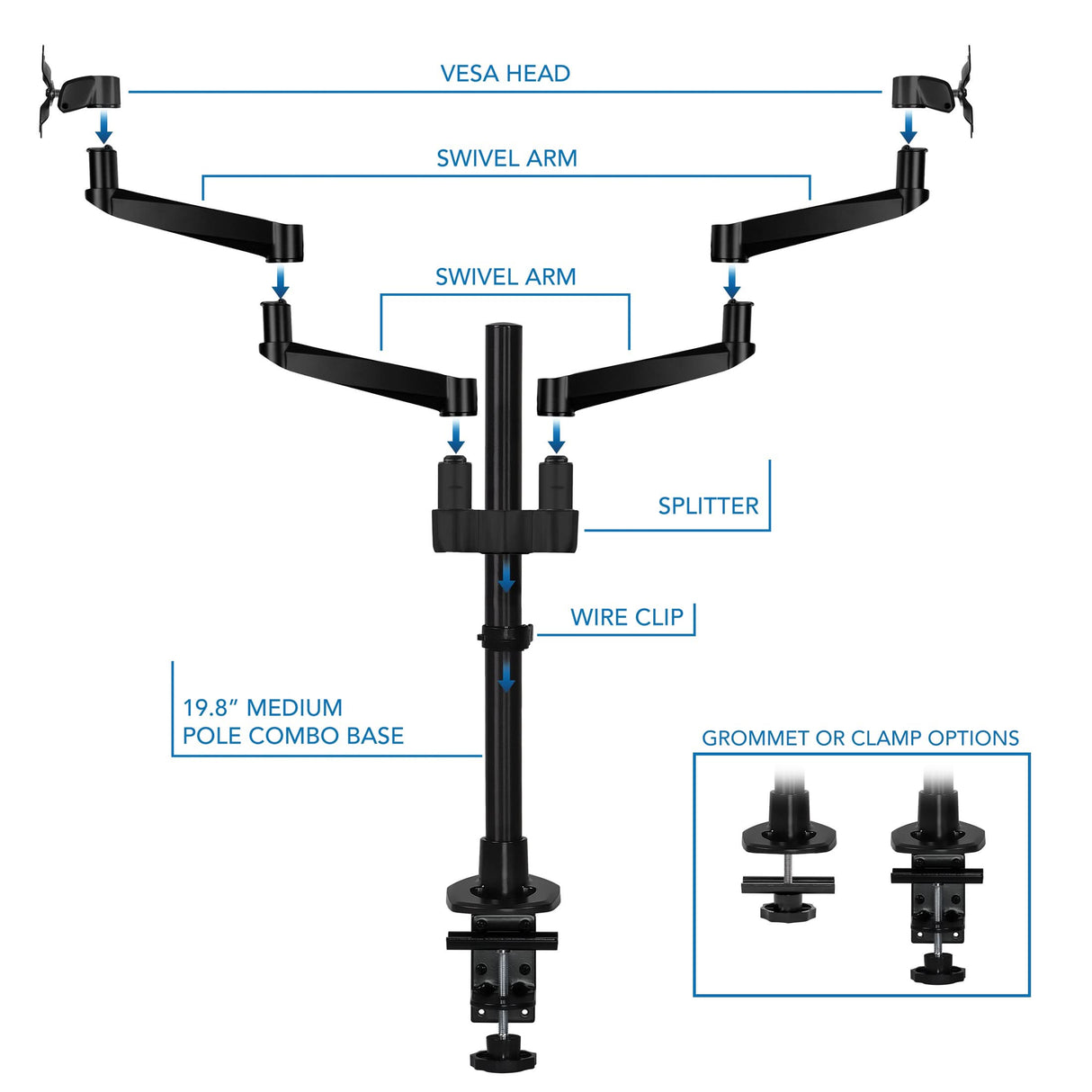 Monitor Mount - CLiX Series Full Motion Dual Monitor Desk Mount - Mount-It! -