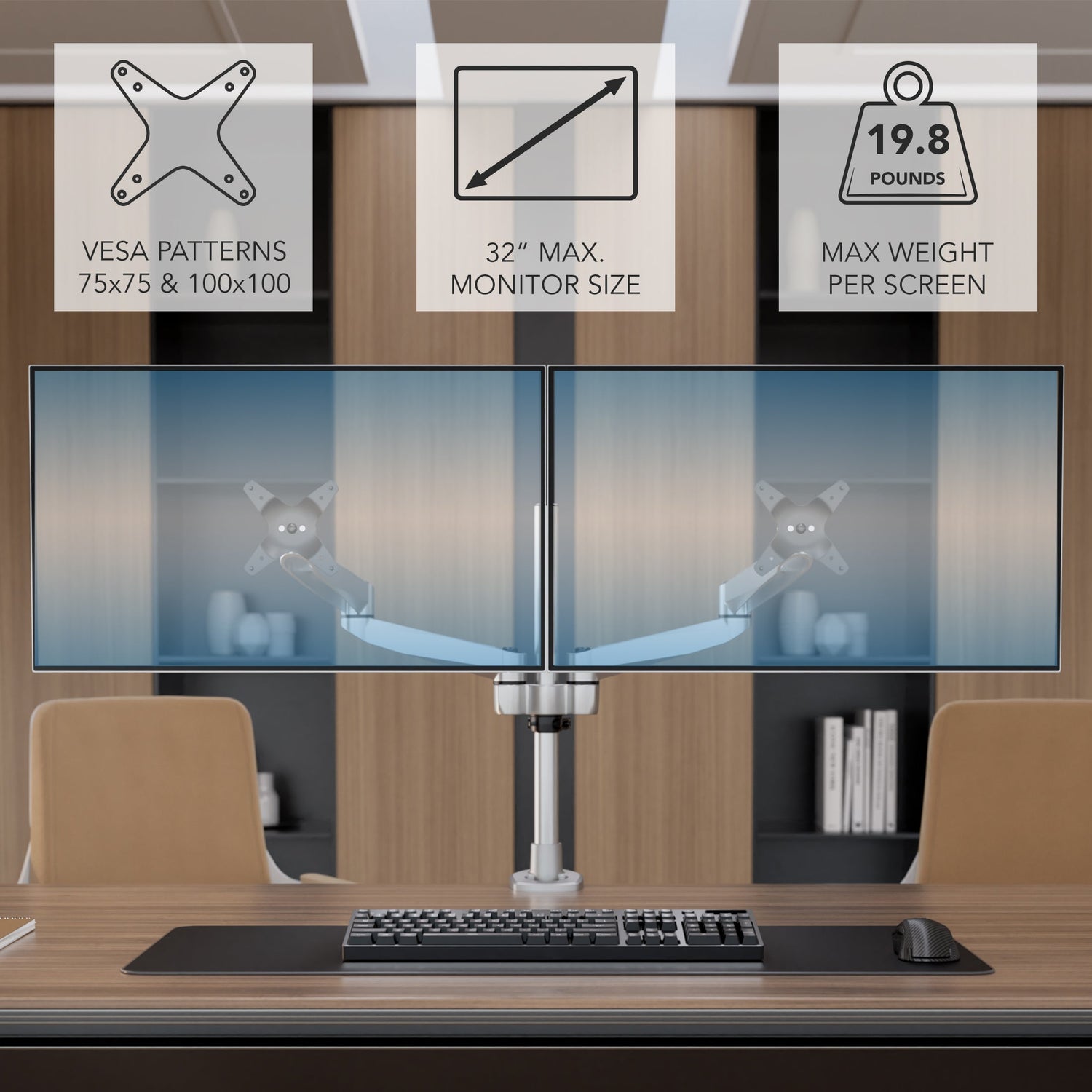 Monitor Mount - CLiX Series Full Motion Dual Monitor Desk Mount - Mount-It! -