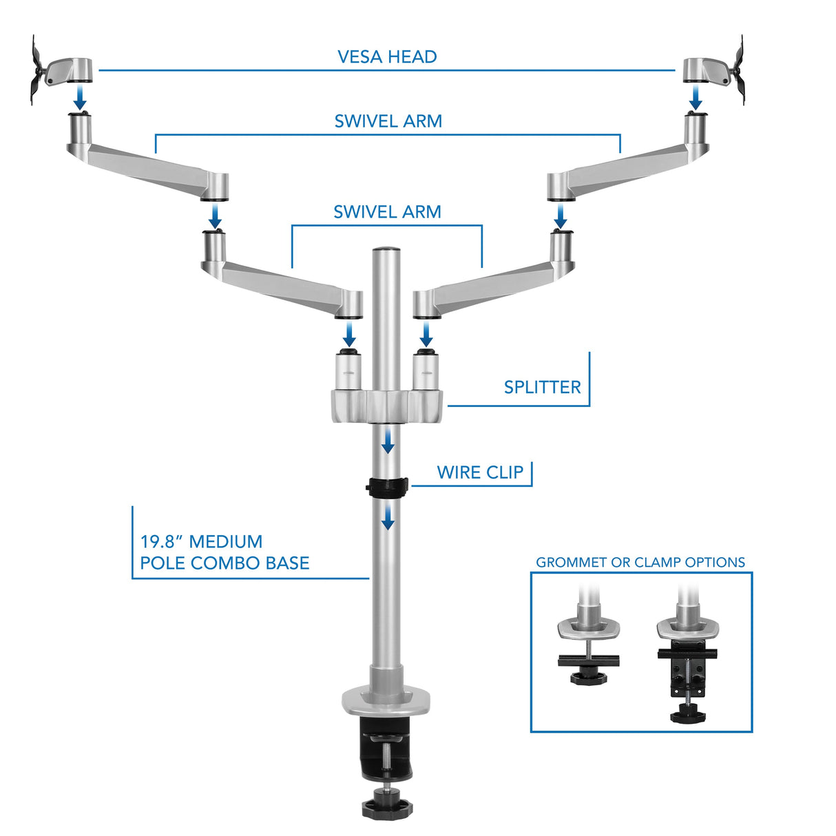 Full Motion Dual Monitor Desk Mount Monitor Mount - CLiX Series Full Motion Dual Monitor Desk Mount - Mount-It! -