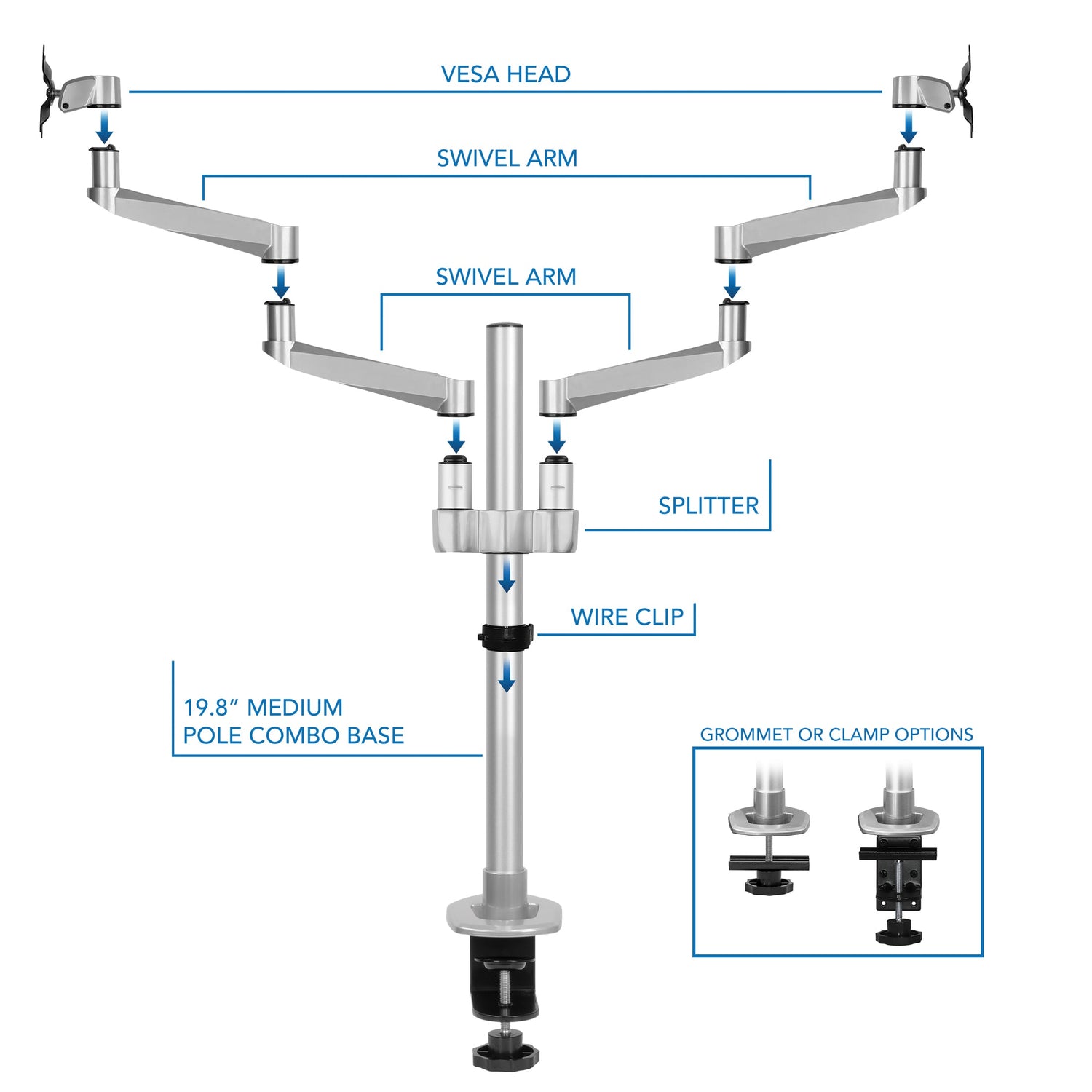 Monitor Mount - CLiX Series Full Motion Dual Monitor Desk Mount - Mount-It! -
