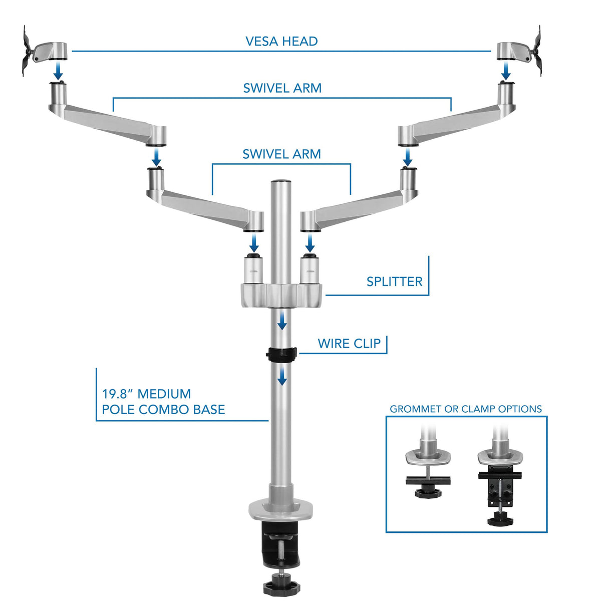 Monitor Mount - CLiX Series Full Motion Dual Monitor Desk Mount - Mount-It! -