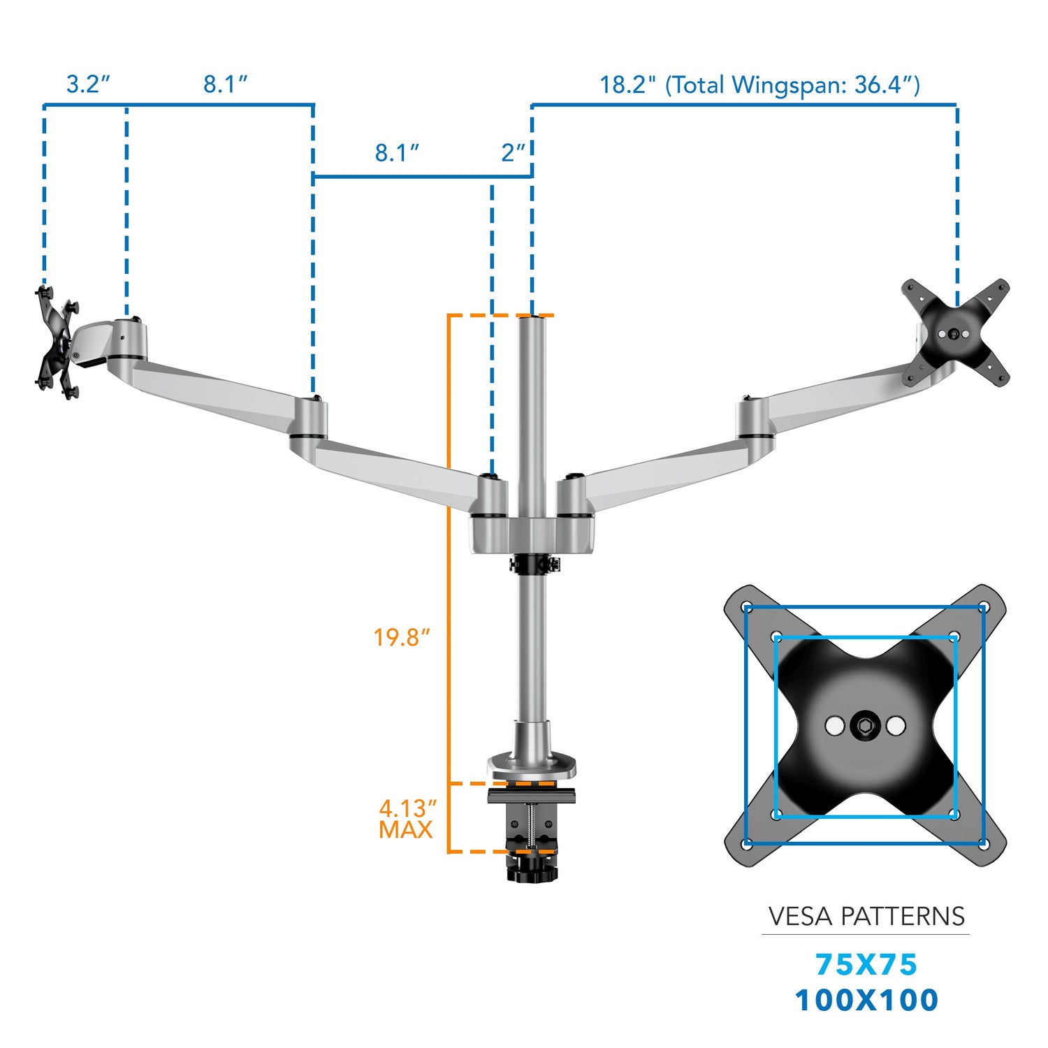 Monitor Mount - CLiX Series Full Motion Dual Monitor Desk Mount - Mount-It! -