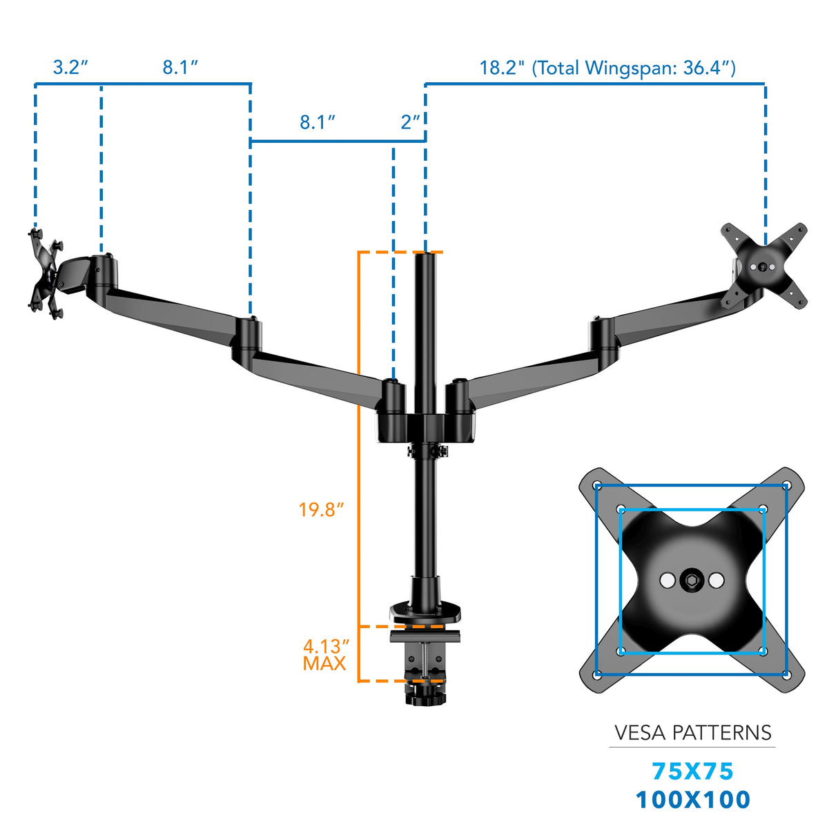 Full Motion Dual Monitor Desk Mount Monitor Mount - CLiX Series Full Motion Dual Monitor Desk Mount - Mount-It! -