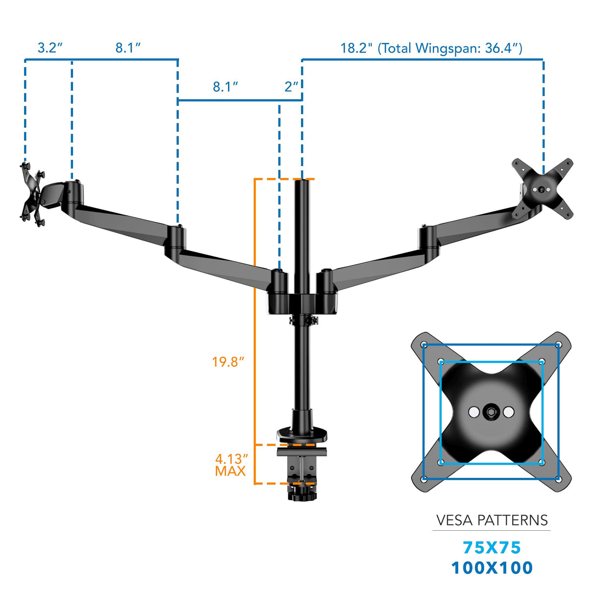 Monitor Mount - CLiX Series Full Motion Dual Monitor Desk Mount - Mount-It! -