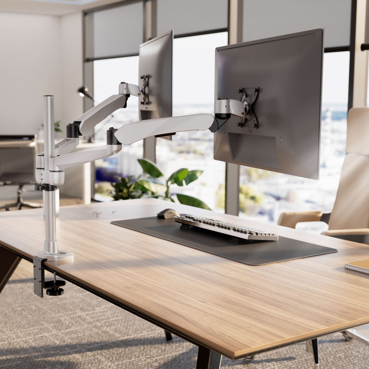 Monitor Mount - CLiX Series Full Motion Dual Monitor Desk Mount with Gas Spring Arms - Mount-It! -