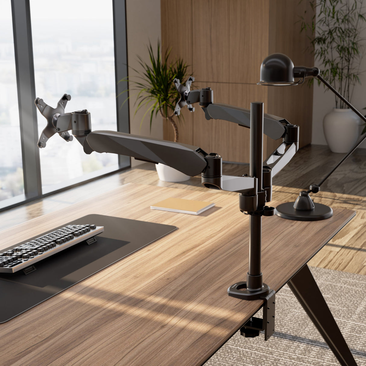Full Motion Dual Monitor Desk Mount with Gas Spring Arms Monitor Mount - CLiX Series Full Motion Dual Monitor Desk Mount with Gas Spring Arms - Mount-It! -