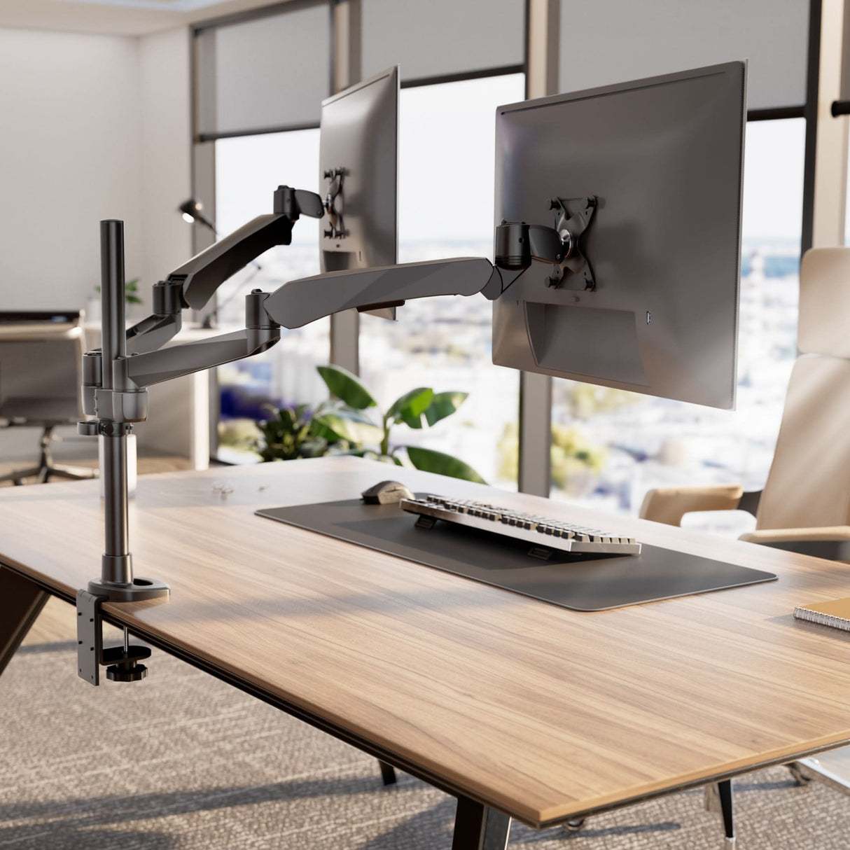 Monitor Mount - CLiX Series Full Motion Dual Monitor Desk Mount with Gas Spring Arms - Mount-It! -