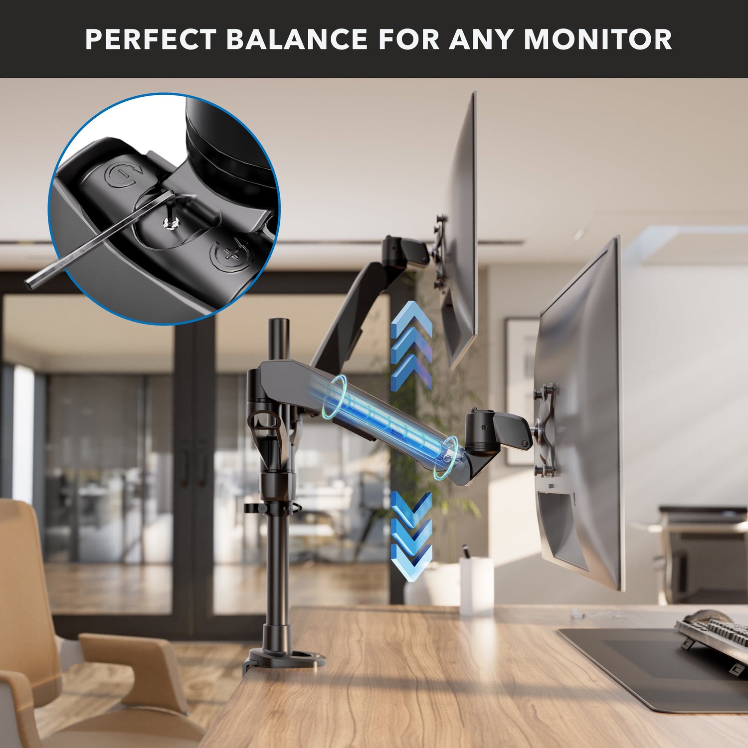Monitor Mount - CLiX Series Full Motion Dual Monitor Desk Mount with Gas Spring Arms - Mount-It! -