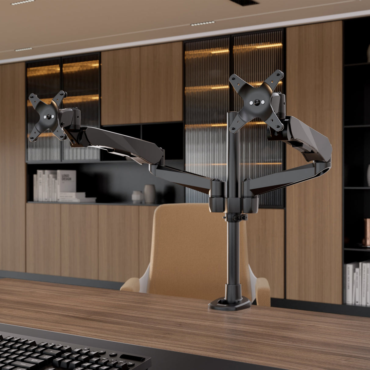 Full Motion Dual Monitor Desk Mount with Gas Spring Arms Monitor Mount - CLiX Series Full Motion Dual Monitor Desk Mount with Gas Spring Arms - Mount-It! -