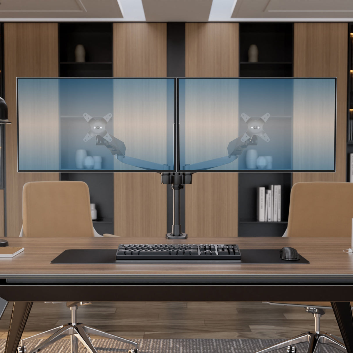 Full Motion Dual Monitor Desk Mount with Gas Spring Arms Monitor Mount - CLiX Series Full Motion Dual Monitor Desk Mount with Gas Spring Arms - Mount-It! -